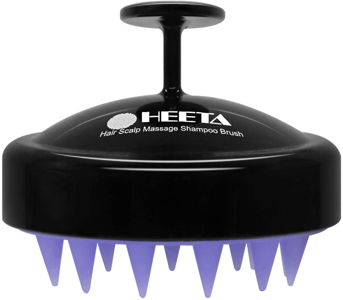 HEETA Brosse Massage Cuir Chevelu Avec Poils En Silicone Souple, Brosse Cuir Chevelu Pour L'Exfoliation Du Cuir Chevelu Et Stimule La Croissance Des Cheveux-Noir Et Violet