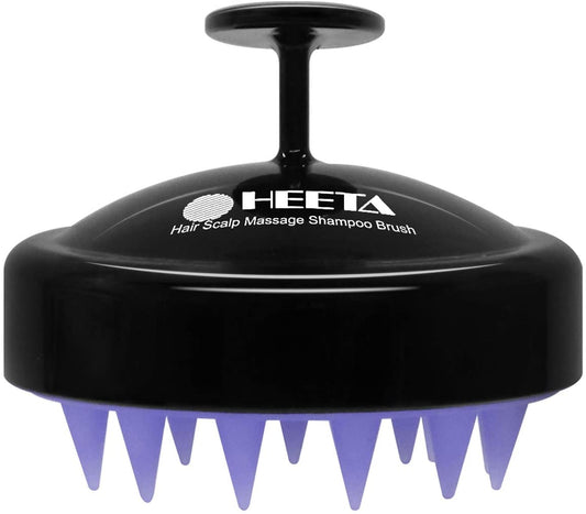 HEETA Brosse Massage Cuir Chevelu Avec Poils En Silicone Souple, Brosse Cuir Chevelu Pour L'Exfoliation Du Cuir Chevelu Et Stimule La Croissance Des Cheveux-Noir Et Violet